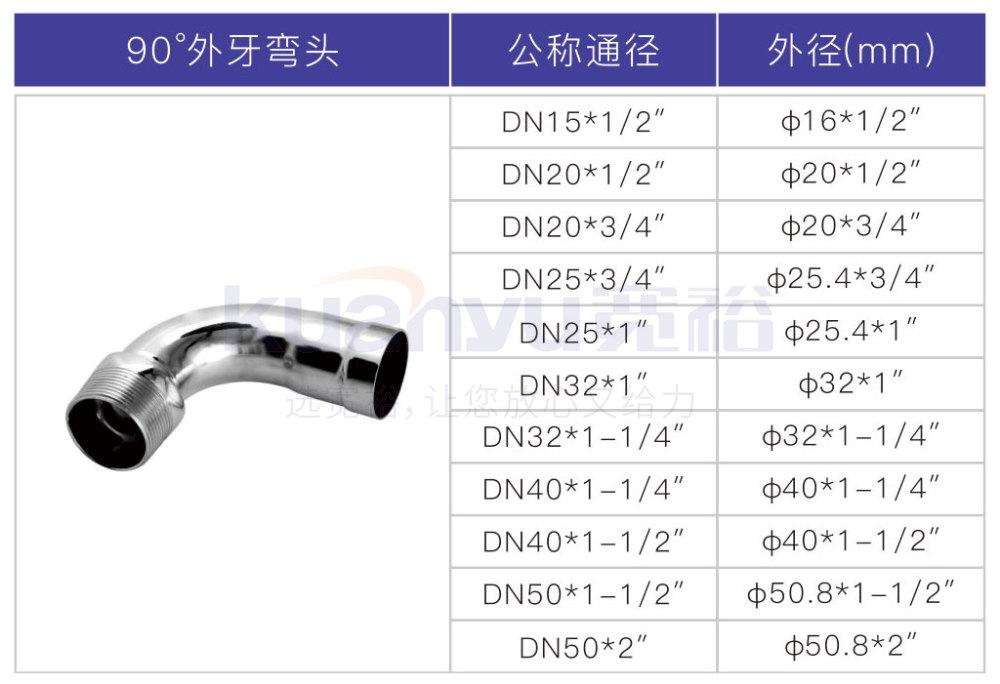 不銹鋼環(huán)壓90度外牙彎頭